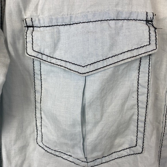 Free People Blue Long sleeve Cotton Button front Top XS - Picture 4 of 8